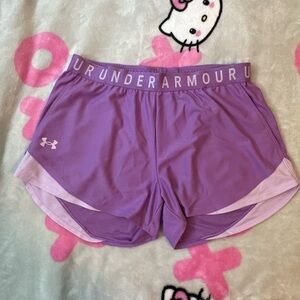 Women’s Under Armour play up athletic shorts 3.0 in purple size medium